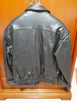 Cazadora de cuero auténtico negra