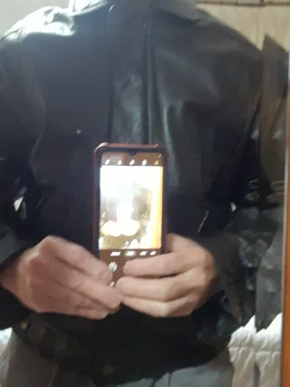 Cazadora de cuero auténtico negra