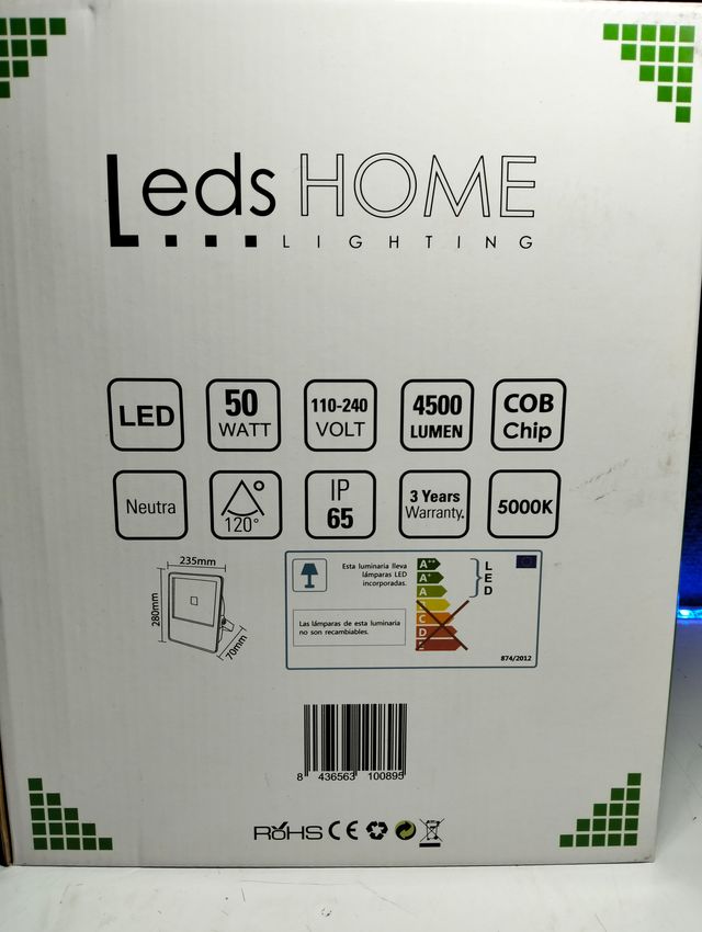 Proyector LED 50W 4500lm 5000K IP65 Exterior LedsHome