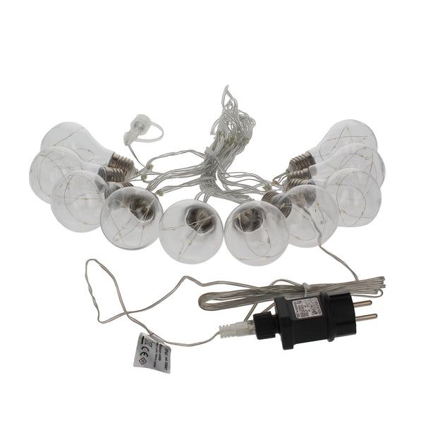 Guirnalda Luces Navidad Jardin Decorativa 10 Bombillas 60 microleds. Luz Navidad Interiores y Exteriores IP44