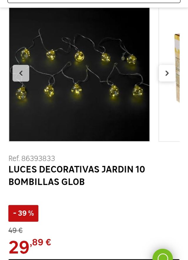 Guirnalda Luces Navidad Jardin Decorativa 10 Bombillas 60 microleds. Luz Navidad Interiores y Exteriores IP44