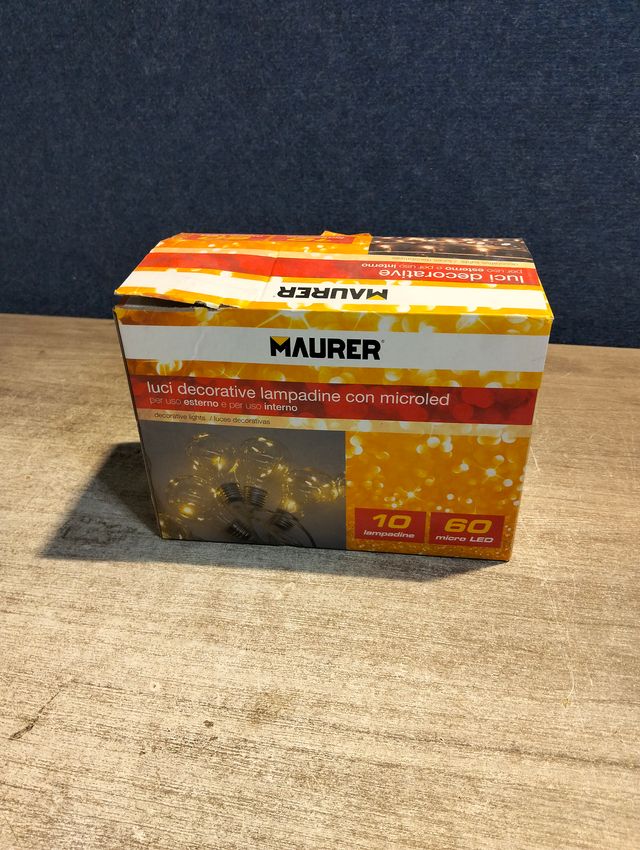 Guirnalda Luces Navidad Jardin Decorativa 10 Bombillas 60 microleds. Luz Navidad Interiores y Exteriores IP44