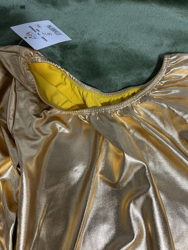 Body Gimnasia Manga Larga Dorado Metálico S/M