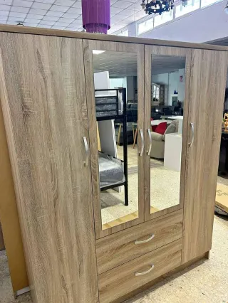 Armario 4 puertas con espejo y cajones