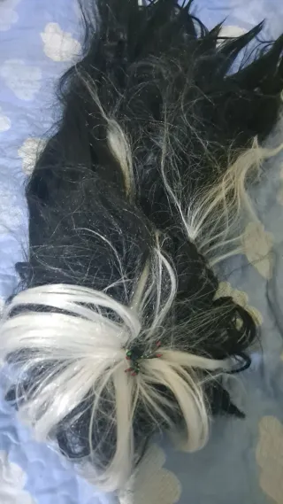 Peluca Bruja Vampira Negra y Blanca