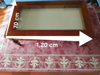 Mesa auxiliar madera y cristal salón. Recoger