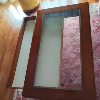 Mesa auxiliar madera y cristal salón. Recoger