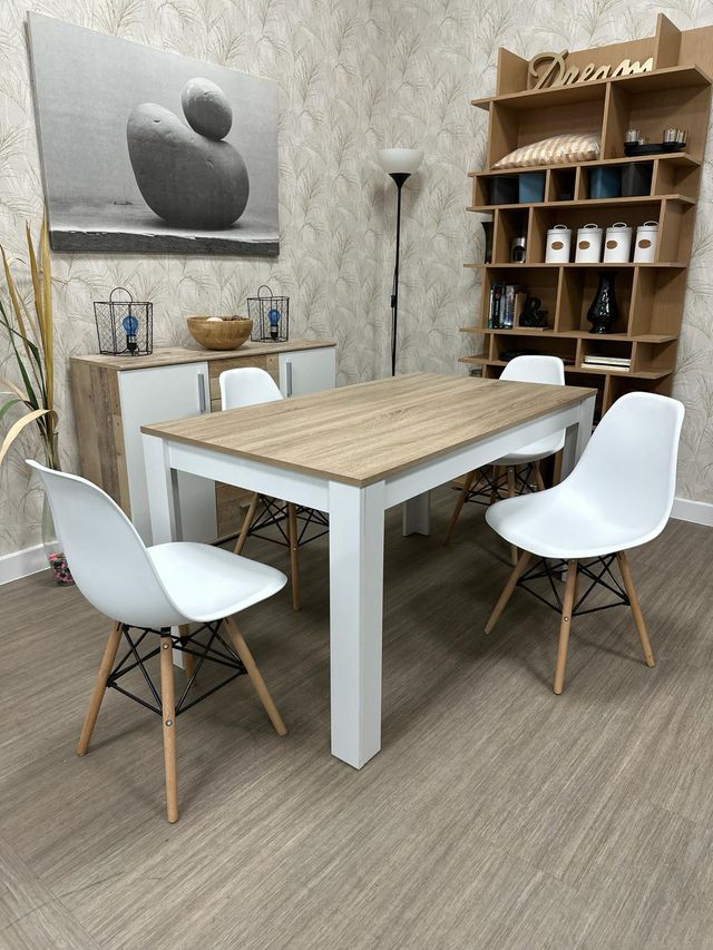 Mesa Comedor Nuevo + 4 Sillas Nordicas Oferta
