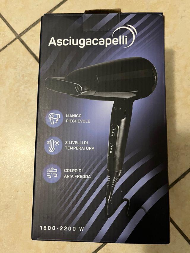 Asciugacapelli Pieghevole Nero 1800-2200W