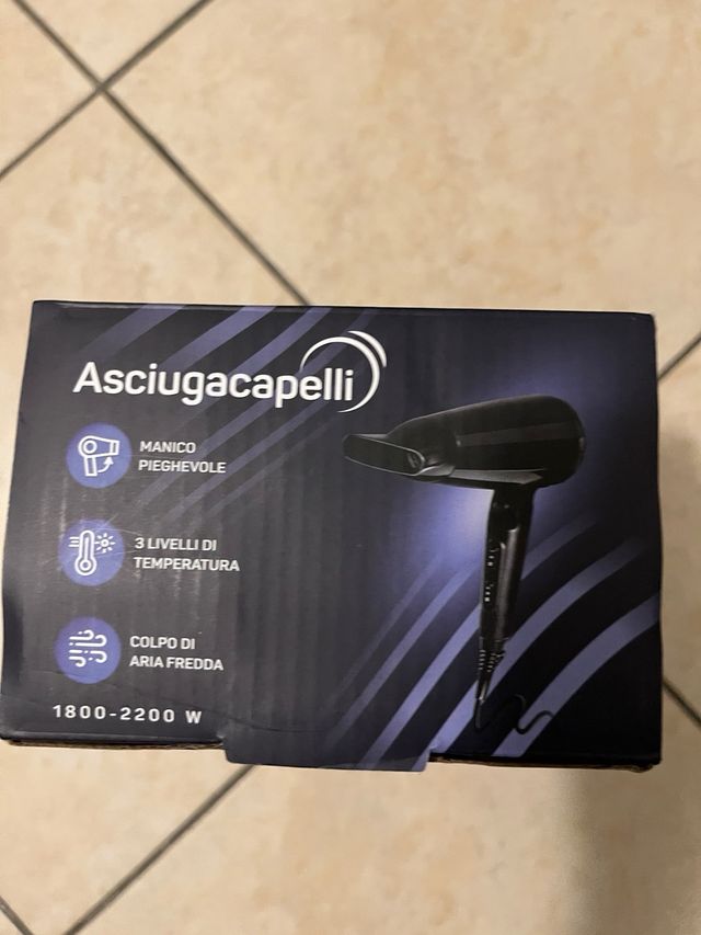 Asciugacapelli Pieghevole Nero 1800-2200W