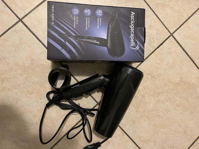 Asciugacapelli Pieghevole Nero 1800-2200W