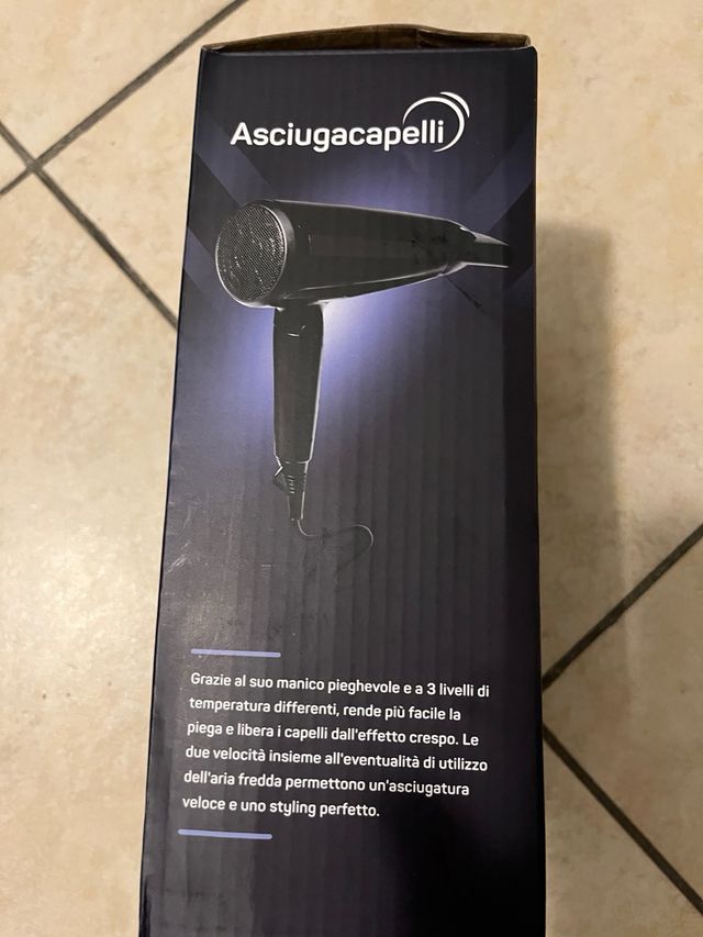 Asciugacapelli Pieghevole Nero 1800-2200W