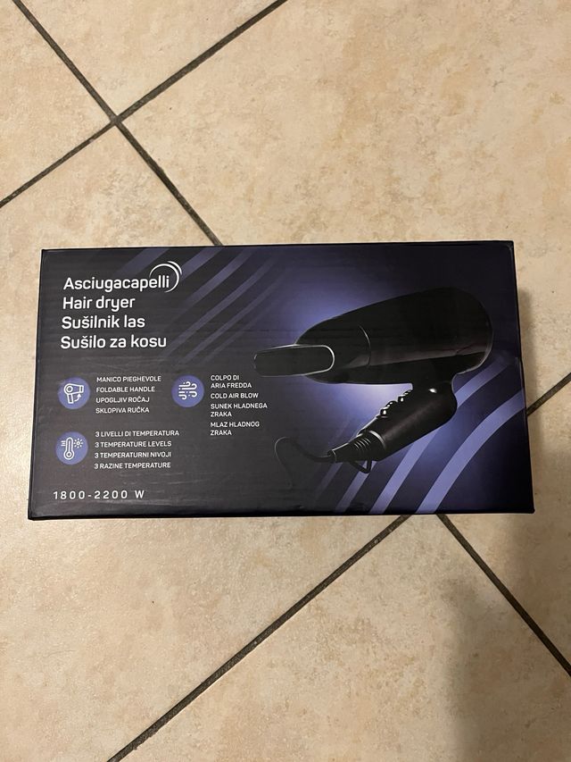 Asciugacapelli Pieghevole Nero 1800-2200W