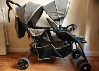 Carrito gemelar plegable