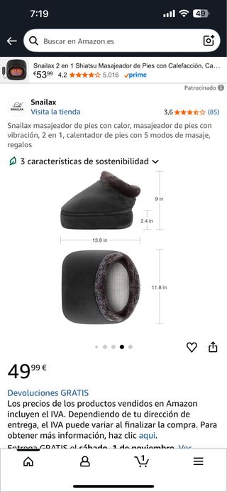 Masajeador de Pies Snailax con Calor