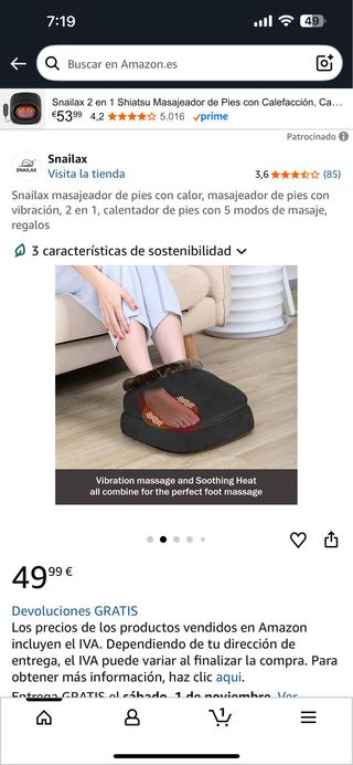 Masajeador de Pies Snailax con Calor