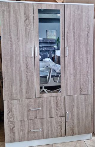 Armario 3 puertas madera y cristal