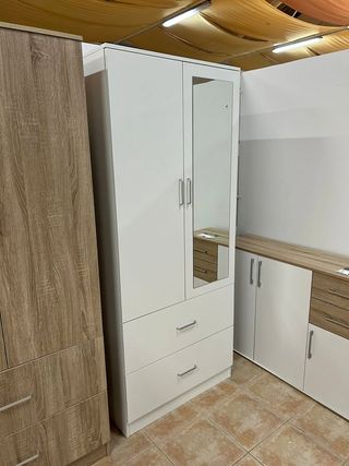 Armario 2 puertas con espejo y cajones