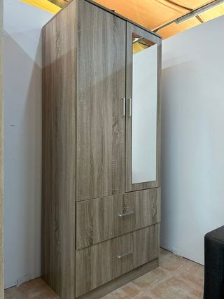 Armario 2 puertas con espejo y cajones