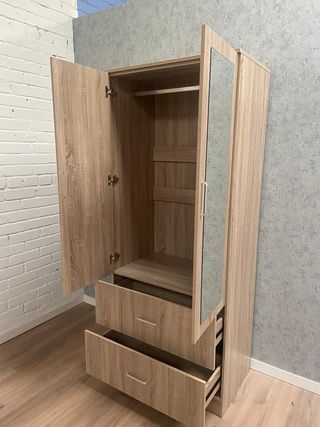 Armario 2 puertas con espejo y cajones