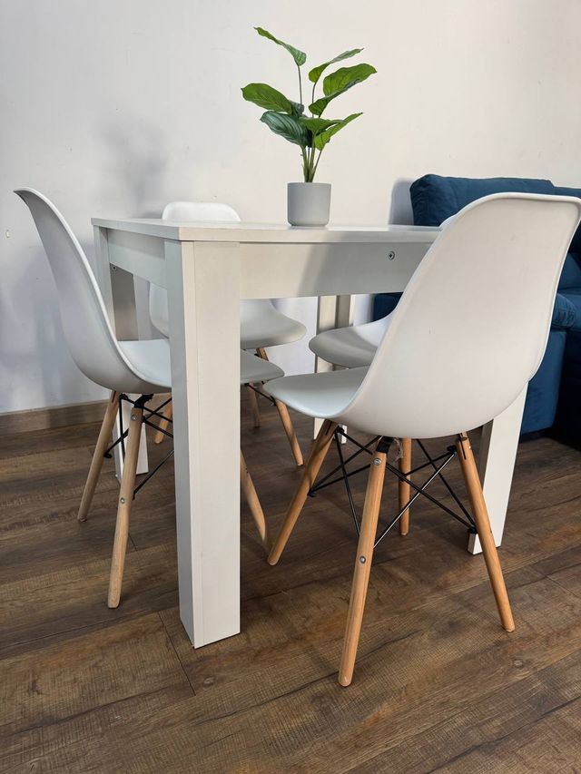 Conjunto 4 Sillas. Mesa 80x80. ¡Diseño Pata Fija!