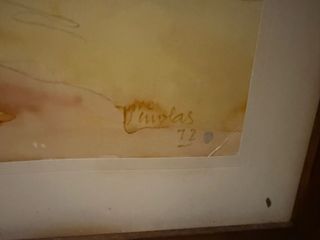 Cuadro acuarela playa Viñolas (1972)