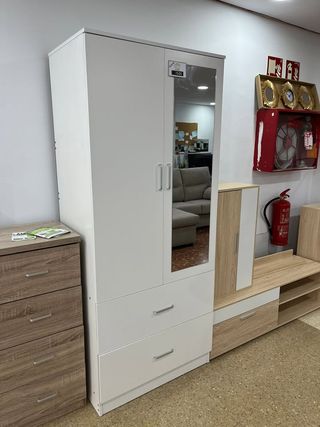 Armario 2 puertas madera marrón/gris