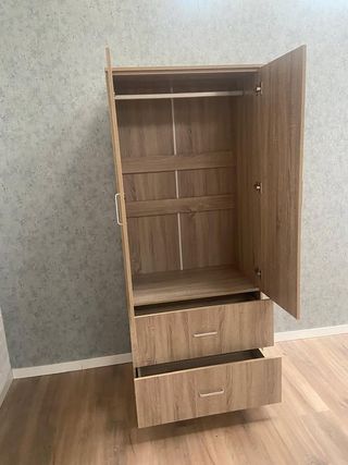 Armario 2 puertas madera marrón/gris