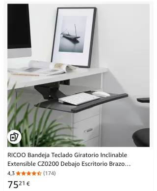 Bandeja Teclado Giratoria Inclinable RICOO