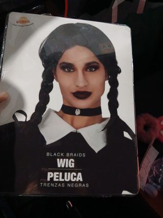 Peluca Miércoles Addams Trenzas Negras