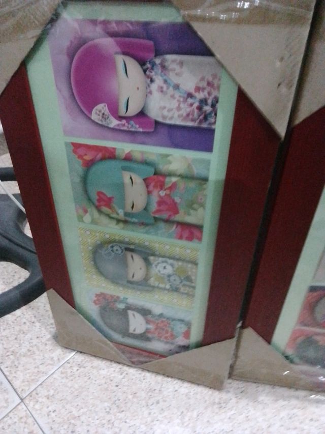 2 Cuadros Decorativos Estilo Kokeshi