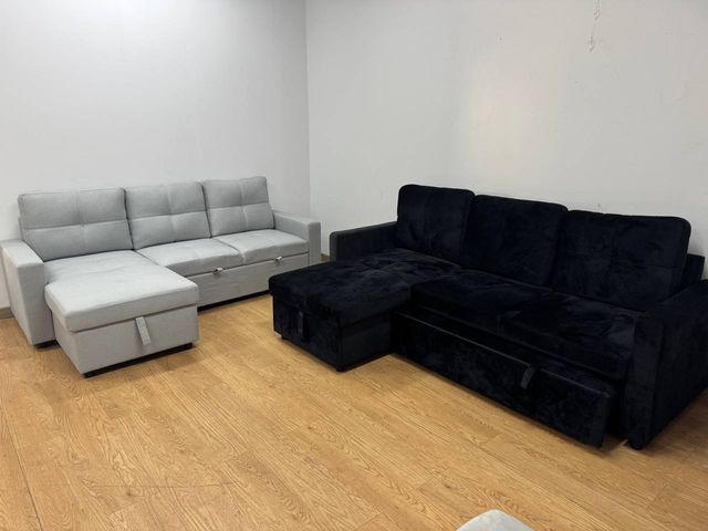 ¡OFERTÓN! Sofá Cama Pau. Arcón. GRIS/NEGRO