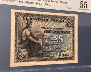 Billete 25 Pesetas España 1906 PMG 55