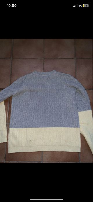Jersey de lana gris y amarillo