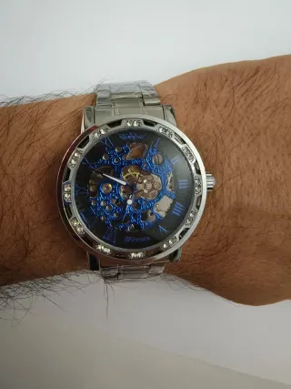 Orologio da uomo scheletrato blu