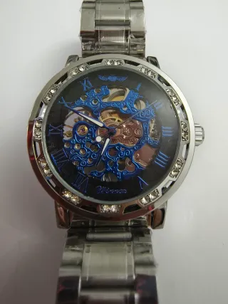 Orologio da uomo scheletrato blu