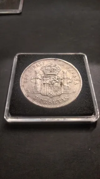 Moneda 5 Pesetas Plata 1877 Alfonso XII