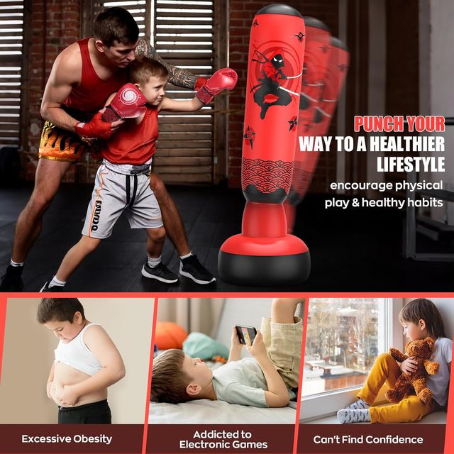 Saco Boxeo Infantil 165cm + Guantes + Bomba