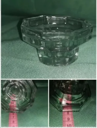 2 Antiguos candelabros y 2 portavelas cristal