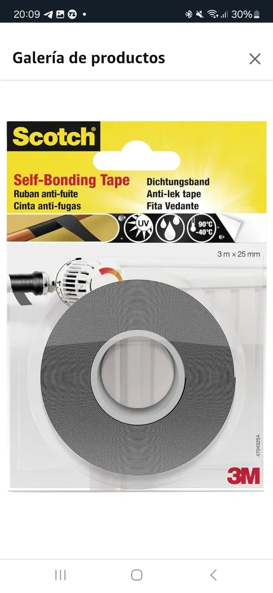 Cinta Scotch Auto-Vulcanizable 3m x 25mm. SIN Abri