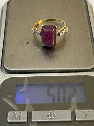 Anillo Oro 18k Rubí Natural y Diamantes