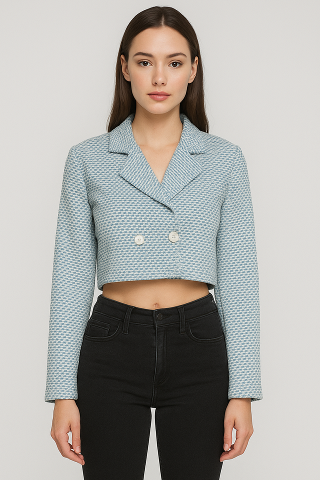 Nuevo Blazer corto S azul y blanco