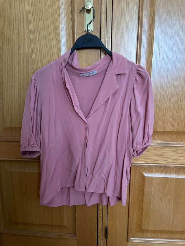 Camisa rosa manga corta Pull&Bear