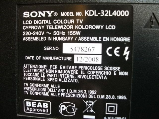 Televisor Sony Bravia 32 + TDT Nuevo de Regalo