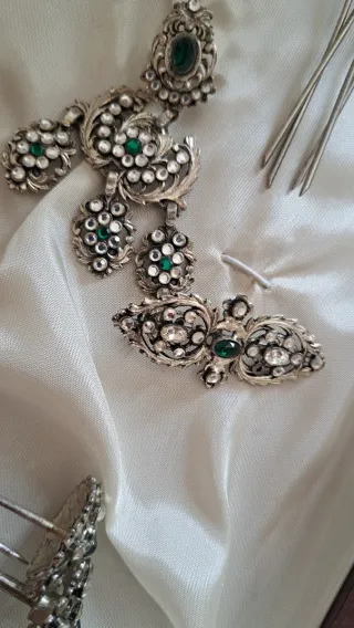 Aderezo Fallera Plata y Verde Montoya