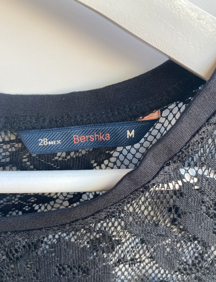 Vestido Negro Bershka Encaje Talla M