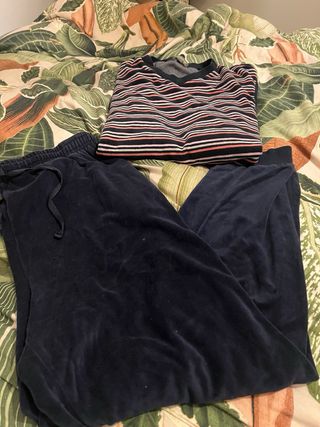 Pijama de felpa a rayas hombre Talla L