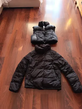 Pack Chaqueta acolchada negra y chaleco negro