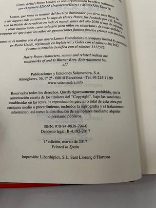 Libro Animales fantásticos y dónde encontrarlos