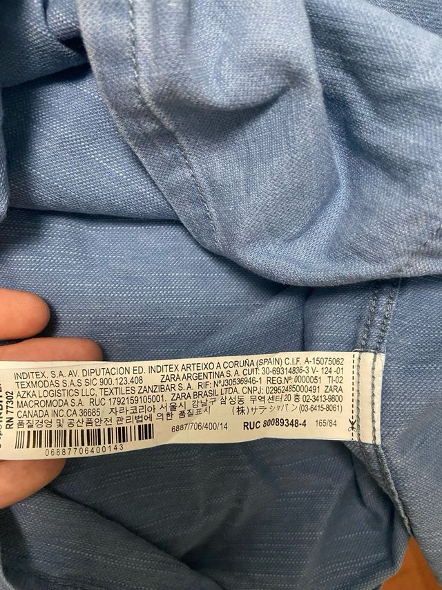 Camisa con capucha ZARA azul M